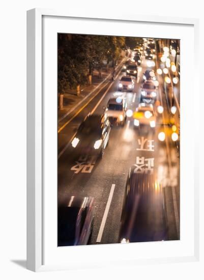 Double Exposure of Night Traffic Scene-victorn-Framed Photographic Print