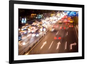 Double Exposure of Night Traffic Scene-victorn-Framed Photographic Print