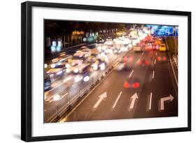 Double Exposure of Night Traffic Scene-victorn-Framed Photographic Print