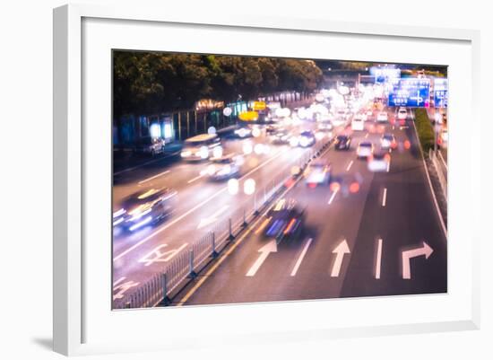 Double Exposure of Night Traffic Scene-victorn-Framed Photographic Print