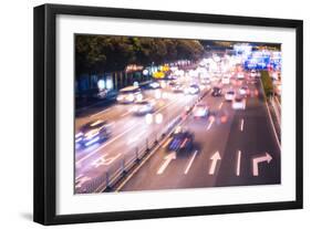 Double Exposure of Night Traffic Scene-victorn-Framed Photographic Print