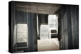 Double Exposure of Room Inside an Old Plantation Home in Charleston, SC with Edgar Allan Poe Quote-null-Stretched Canvas
