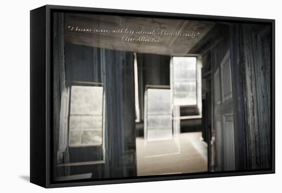 Double Exposure of Room Inside an Old Plantation Home in Charleston, SC with Edgar Allan Poe Quote-null-Framed Stretched Canvas