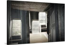 Double Exposure of Room Inside an Old Plantation Home in Charleston, SC with Edgar Allan Poe Quote-null-Stretched Canvas