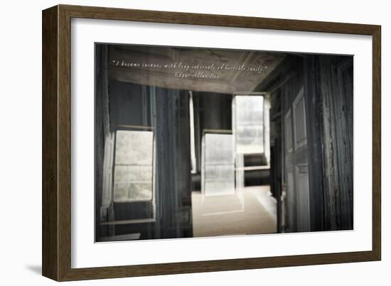 Double Exposure of Room Inside an Old Plantation Home in Charleston, SC with Edgar Allan Poe Quote-null-Framed Photo