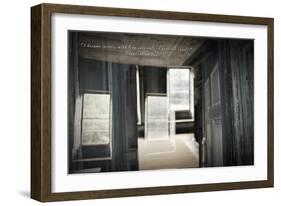 Double Exposure of Room Inside an Old Plantation Home in Charleston, SC with Edgar Allan Poe Quote-null-Framed Photo