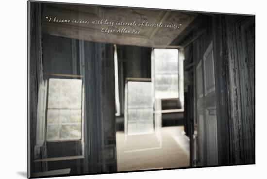 Double Exposure of Room Inside an Old Plantation Home in Charleston, SC with Edgar Allan Poe Quote-null-Mounted Photo