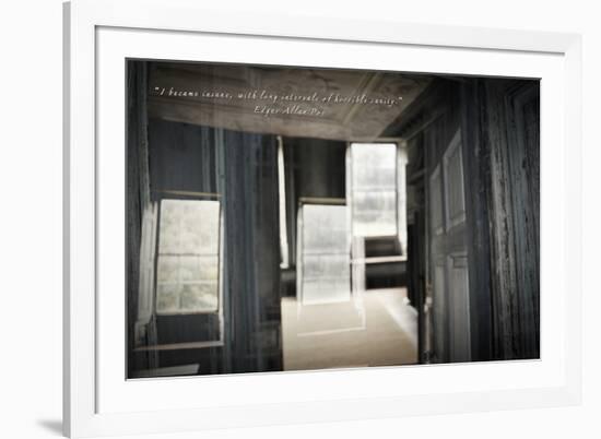 Double Exposure of Room Inside an Old Plantation Home in Charleston, SC with Edgar Allan Poe Quote-null-Framed Photo