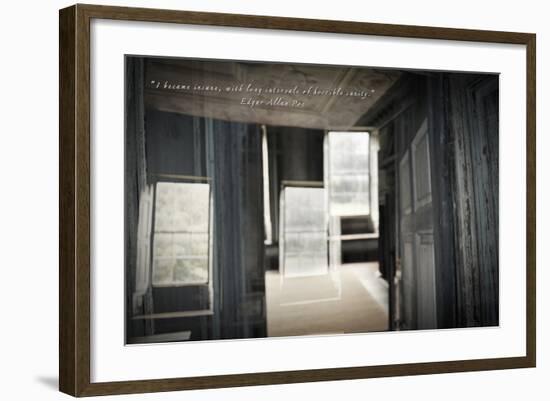 Double Exposure of Room Inside an Old Plantation Home in Charleston, SC with Edgar Allan Poe Quote-null-Framed Photo