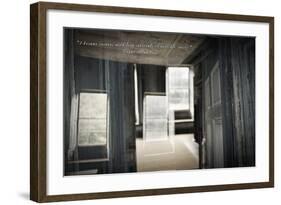 Double Exposure of Room Inside an Old Plantation Home in Charleston, SC with Edgar Allan Poe Quote-null-Framed Photo