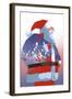 Double Exposure of Santa Claus and Winter Landscape with Fantasy Village,Illustration Painting-Tithi Luadthong-Framed Art Print