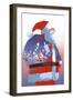 Double Exposure of Santa Claus and Winter Landscape with Fantasy Village,Illustration Painting-Tithi Luadthong-Framed Art Print