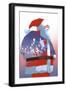 Double Exposure of Santa Claus and Winter Landscape with Fantasy Village,Illustration Painting-Tithi Luadthong-Framed Art Print