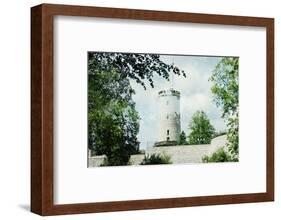 Double exposure of the Sparrenberg Castle / Sparrenburg with the green of the trees in the spring-Nadja Jacke-Framed Photographic Print