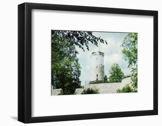 Double exposure of the Sparrenberg Castle / Sparrenburg with the green of the trees in the spring-Nadja Jacke-Framed Photographic Print