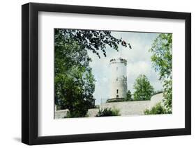 Double exposure of the Sparrenberg Castle / Sparrenburg with the green of the trees in the spring-Nadja Jacke-Framed Photographic Print