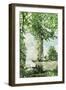 Double exposure of the Sparrenberg Castle / Sparrenburg with the green of the trees in the spring-Nadja Jacke-Framed Photographic Print