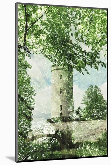 Double exposure of the Sparrenberg Castle / Sparrenburg with the green of the trees in the spring-Nadja Jacke-Mounted Photographic Print