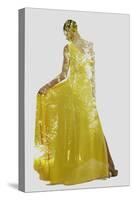 Double Exposure of Woman in Fashion Dress with Nature Tree Branches Background-shock-Stretched Canvas