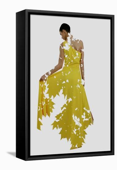 Double Exposure of Woman in Fashion Dress with Nature Tree Branches Background-shock-Framed Stretched Canvas