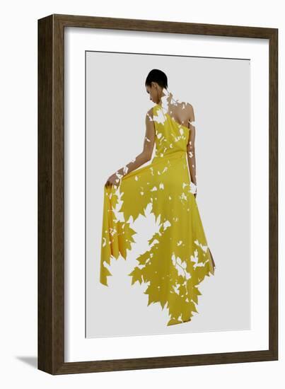 Double Exposure of Woman in Fashion Dress with Nature Tree Branches Background-shock-Framed Photographic Print