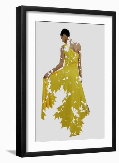 Double Exposure of Woman in Fashion Dress with Nature Tree Branches Background-shock-Framed Photographic Print