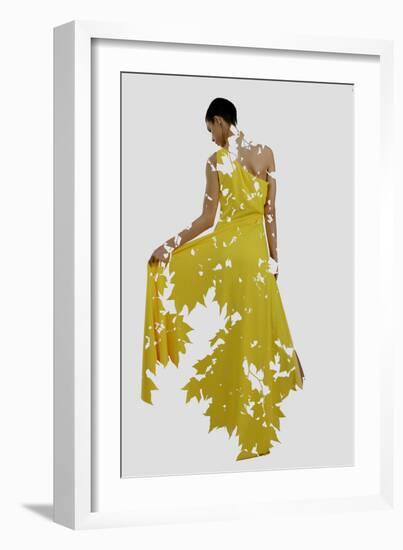 Double Exposure of Woman in Fashion Dress with Nature Tree Branches Background-shock-Framed Photographic Print