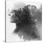 Double Exposure of Young Female and the Forest near the Lake(Tilt-Shift Lens)-Kuzma-Stretched Canvas