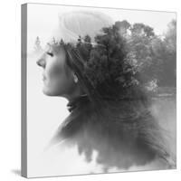 Double Exposure of Young Female and the Forest near the Lake(Tilt-Shift Lens)-Kuzma-Stretched Canvas