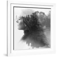 Double Exposure of Young Female and the Forest near the Lake(Tilt-Shift Lens)-Kuzma-Framed Photographic Print