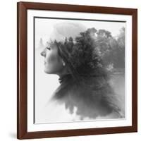 Double Exposure of Young Female and the Forest near the Lake(Tilt-Shift Lens)-Kuzma-Framed Photographic Print