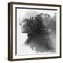 Double Exposure of Young Female and the Forest near the Lake(Tilt-Shift Lens)-Kuzma-Framed Photographic Print