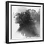 Double Exposure of Young Female and the Forest near the Lake(Tilt-Shift Lens)-Kuzma-Framed Photographic Print