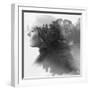 Double Exposure of Young Female and the Forest near the Lake(Tilt-Shift Lens)-Kuzma-Framed Photographic Print