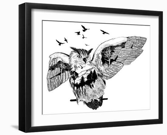 Double Exposure - Owl-Mirifada-Framed Art Print