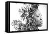 Double Exposure Portrait of Attractive African American Woman Combined with Photograph of Leaves-Victor Tongdee-Framed Stretched Canvas