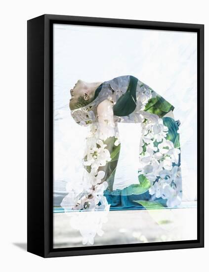 Double Exposure Portrait of Attractive Woman Performing Yoga Asana Combined with Photograph of Lila-Victor Tongdee-Framed Stretched Canvas