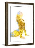 Double Exposure Portrait of Young Woman Performing Yoga Asana-Victor Tongdee-Framed Photographic Print