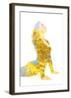 Double Exposure Portrait of Young Woman Performing Yoga Asana-Victor Tongdee-Framed Photographic Print