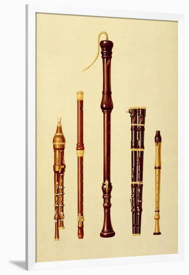 Double Flageolet, German flute, Bass Recorder, Double Flageolet and Recorder, 'Musical Instruments'-Alfred James Hipkins-Framed Giclee Print