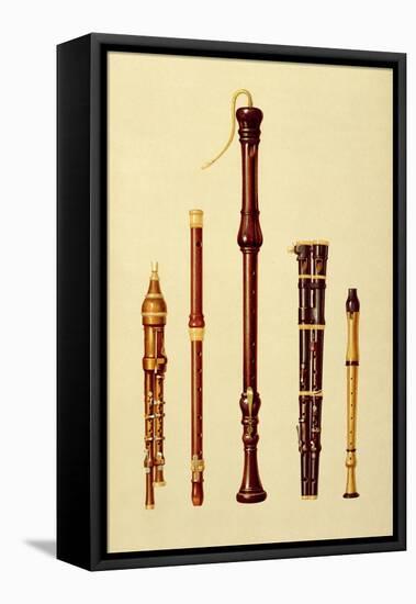 Double Flageolet, German flute, Bass Recorder, Double Flageolet and Recorder, 'Musical Instruments'-Alfred James Hipkins-Framed Stretched Canvas