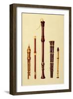 Double Flageolet, German flute, Bass Recorder, Double Flageolet and Recorder, 'Musical Instruments'-Alfred James Hipkins-Framed Giclee Print