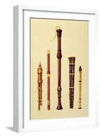 Double Flageolet, German flute, Bass Recorder, Double Flageolet and Recorder, 'Musical Instruments'-Alfred James Hipkins-Framed Giclee Print