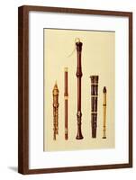 Double Flageolet, German flute, Bass Recorder, Double Flageolet and Recorder, 'Musical Instruments'-Alfred James Hipkins-Framed Giclee Print