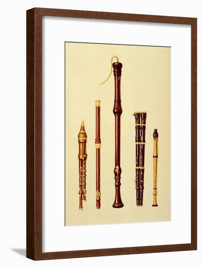 Double Flageolet, German flute, Bass Recorder, Double Flageolet and Recorder, 'Musical Instruments'-Alfred James Hipkins-Framed Giclee Print