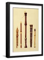 Double Flageolet, German flute, Bass Recorder, Double Flageolet and Recorder, 'Musical Instruments'-Alfred James Hipkins-Framed Premium Giclee Print