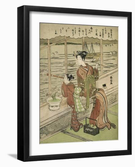 Double-Flowered Cherry: Motoura of the Minami Yamasakiya, C.1768-69-Suzuki Harunobu-Framed Giclee Print