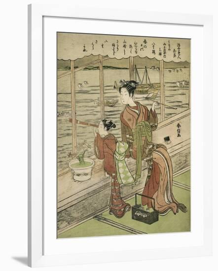 Double-Flowered Cherry: Motoura of the Minami Yamasakiya, C.1768-69-Suzuki Harunobu-Framed Giclee Print