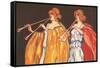 Double Flute Players-null-Framed Stretched Canvas