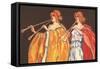 Double Flute Players-null-Framed Stretched Canvas